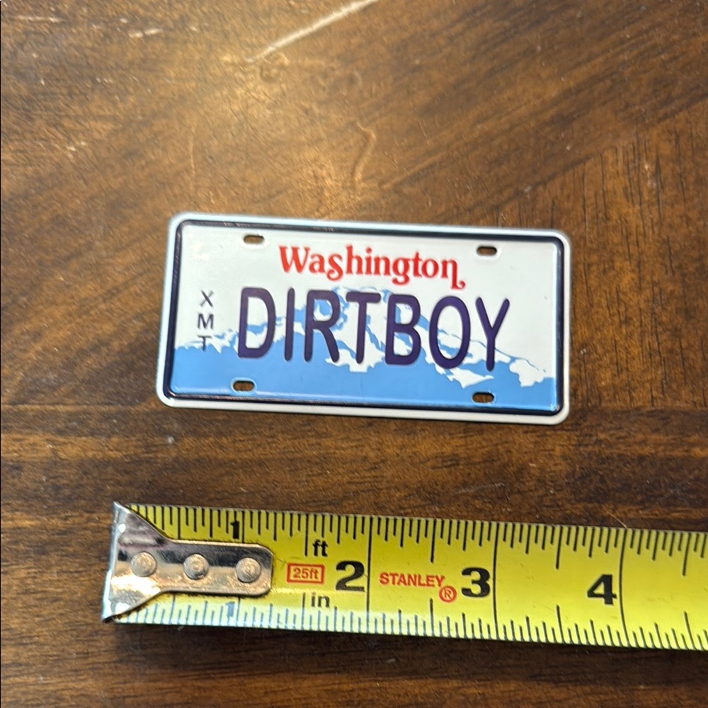 White Mini License Plate